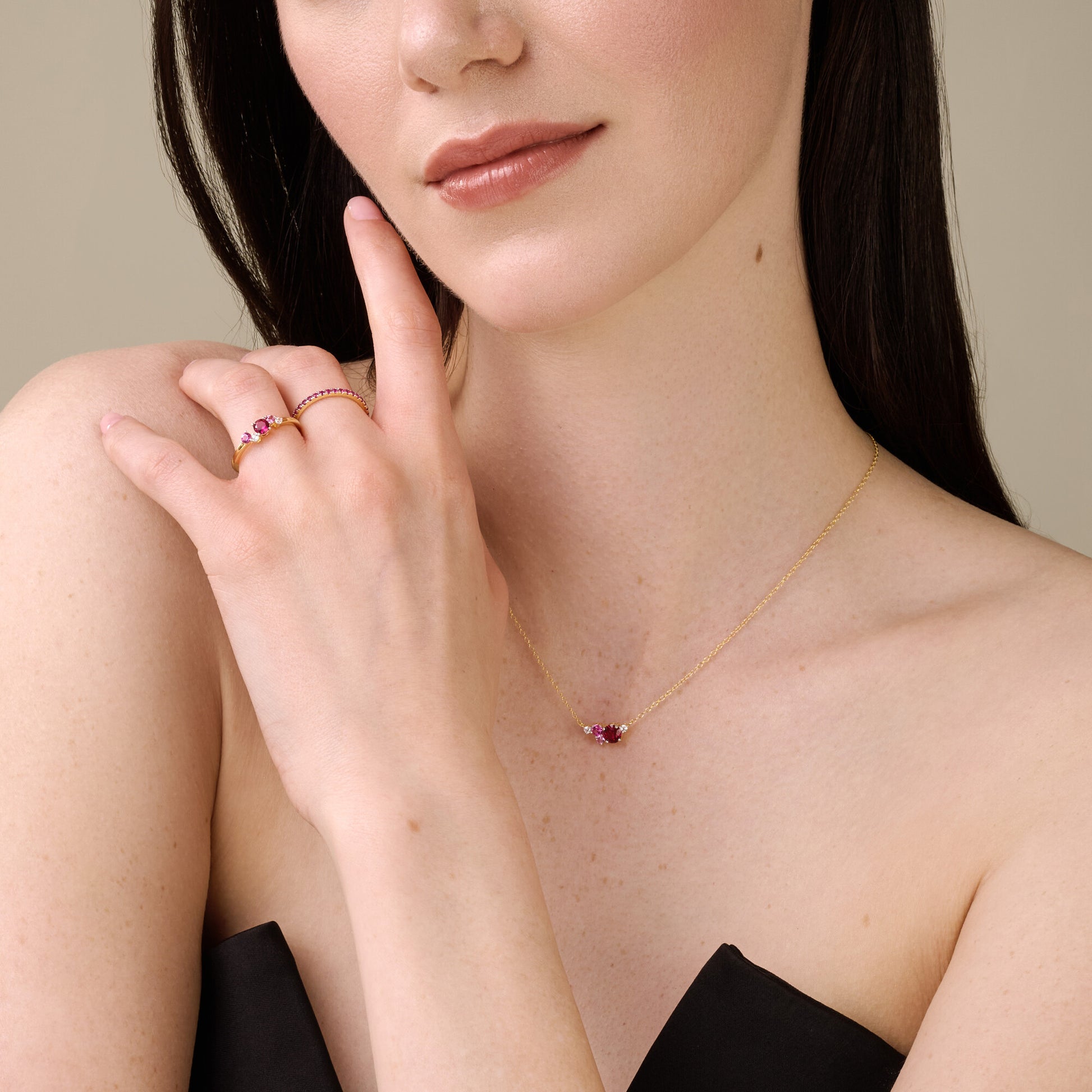 Created Gemstone Scatter Necklace in 14k Yellow Gold | Monte Luna