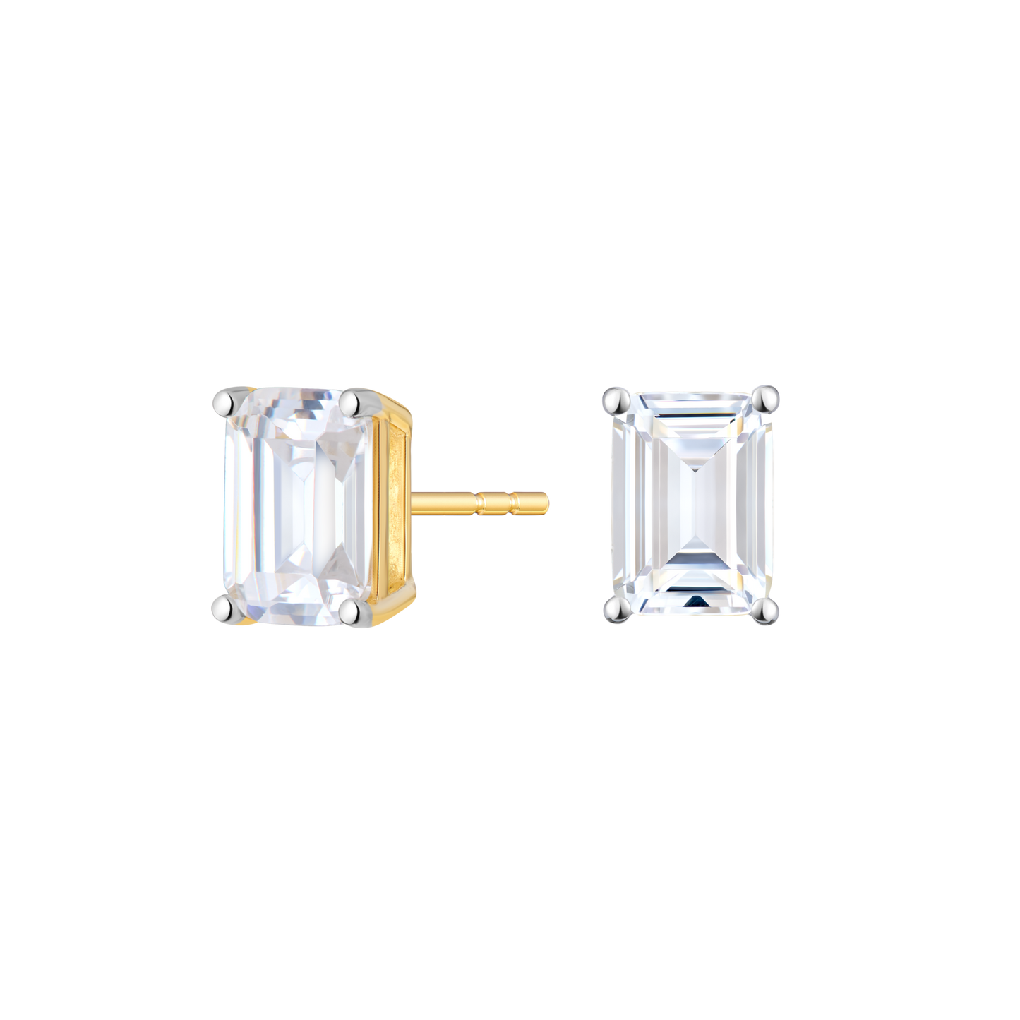 Emerald Cut Stud Earrings in 14k Yellow Gold