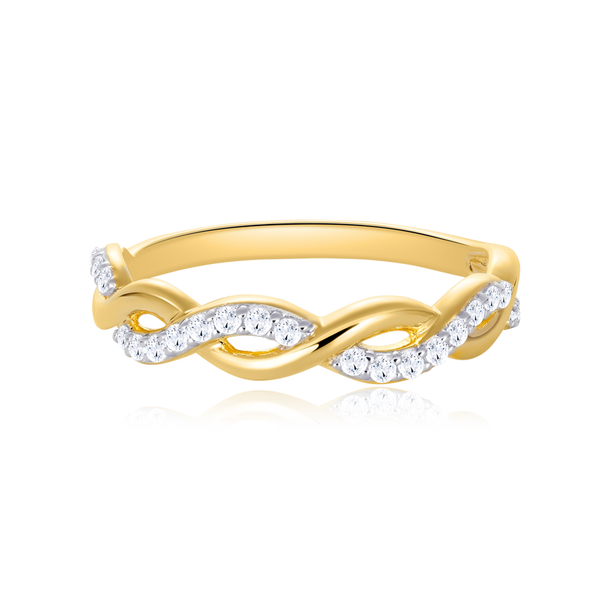 Half Pave Twist Ring in 14k Yellow Gold