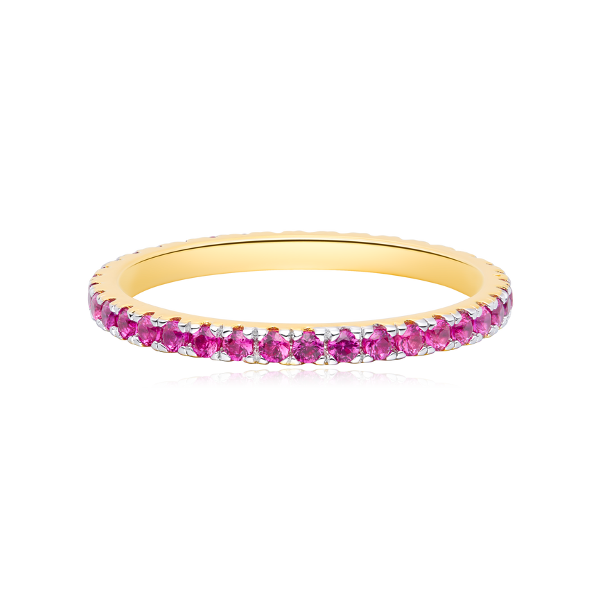 Created Ruby Eternity Ring in 14k Yellow Gold