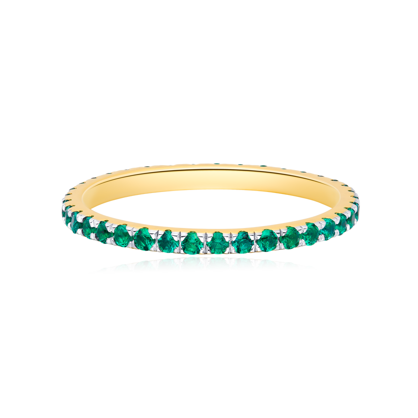 Created Emerald Eternity Ring in 14k Yellow Gold