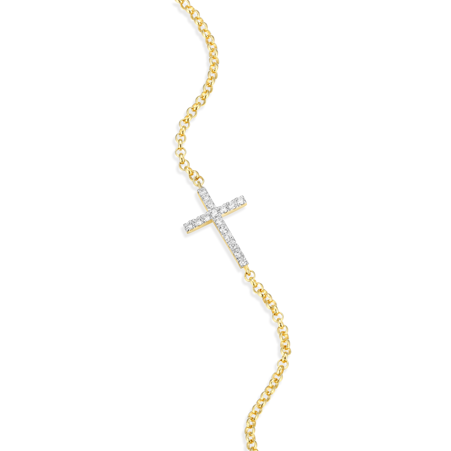 Cross Bolo Bracelet in 14k Yellow Gold Plated Sterling Silver