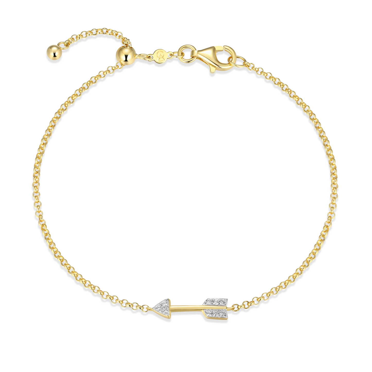 Arrow Bolo Bracelet in 14k Yellow Gold Plated Sterling Silver