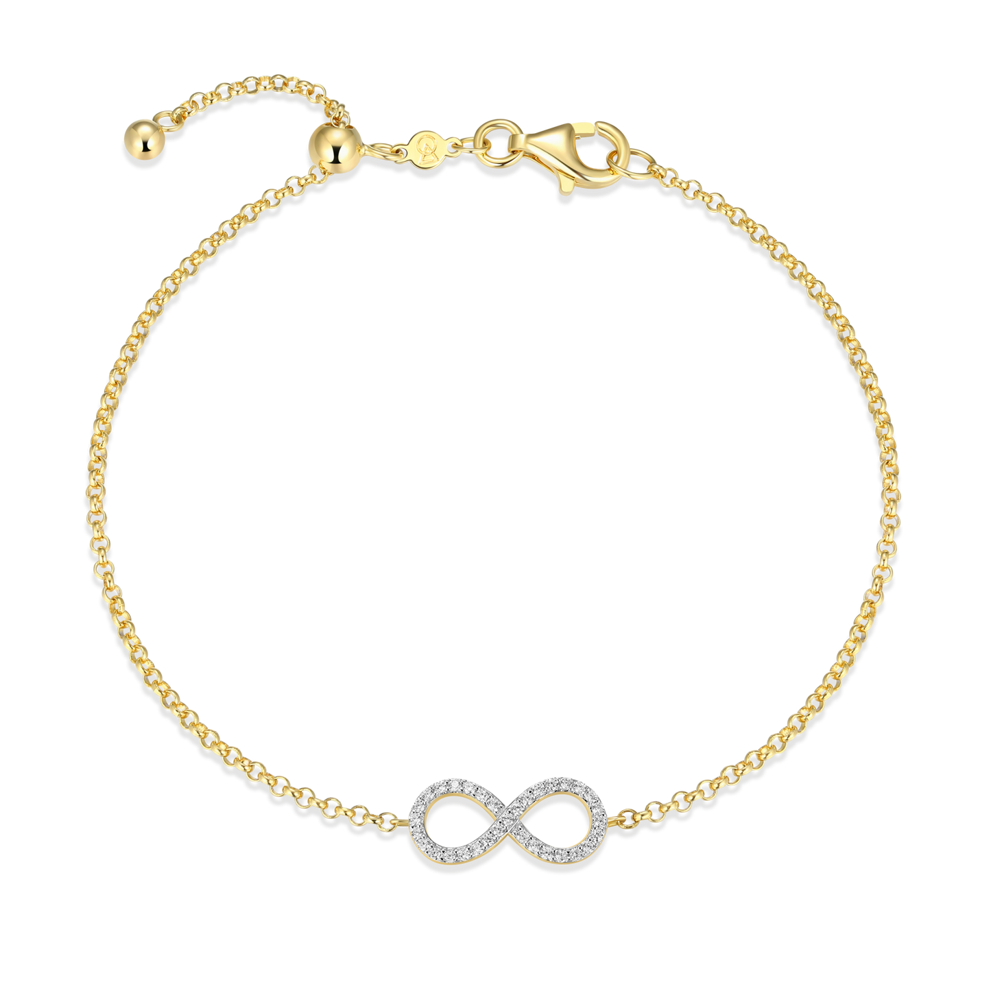 Infinity Bolo Bracelet in 14k Yellow Gold Plated Sterling Silver