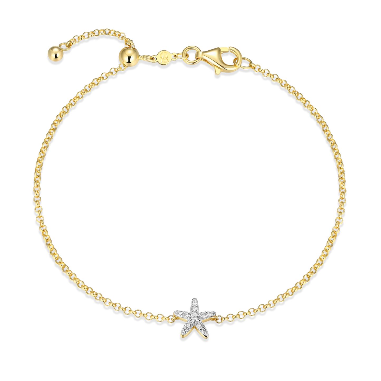 Starfish Bolo Bracelet in 14k Yellow Gold Plated Sterling Silver