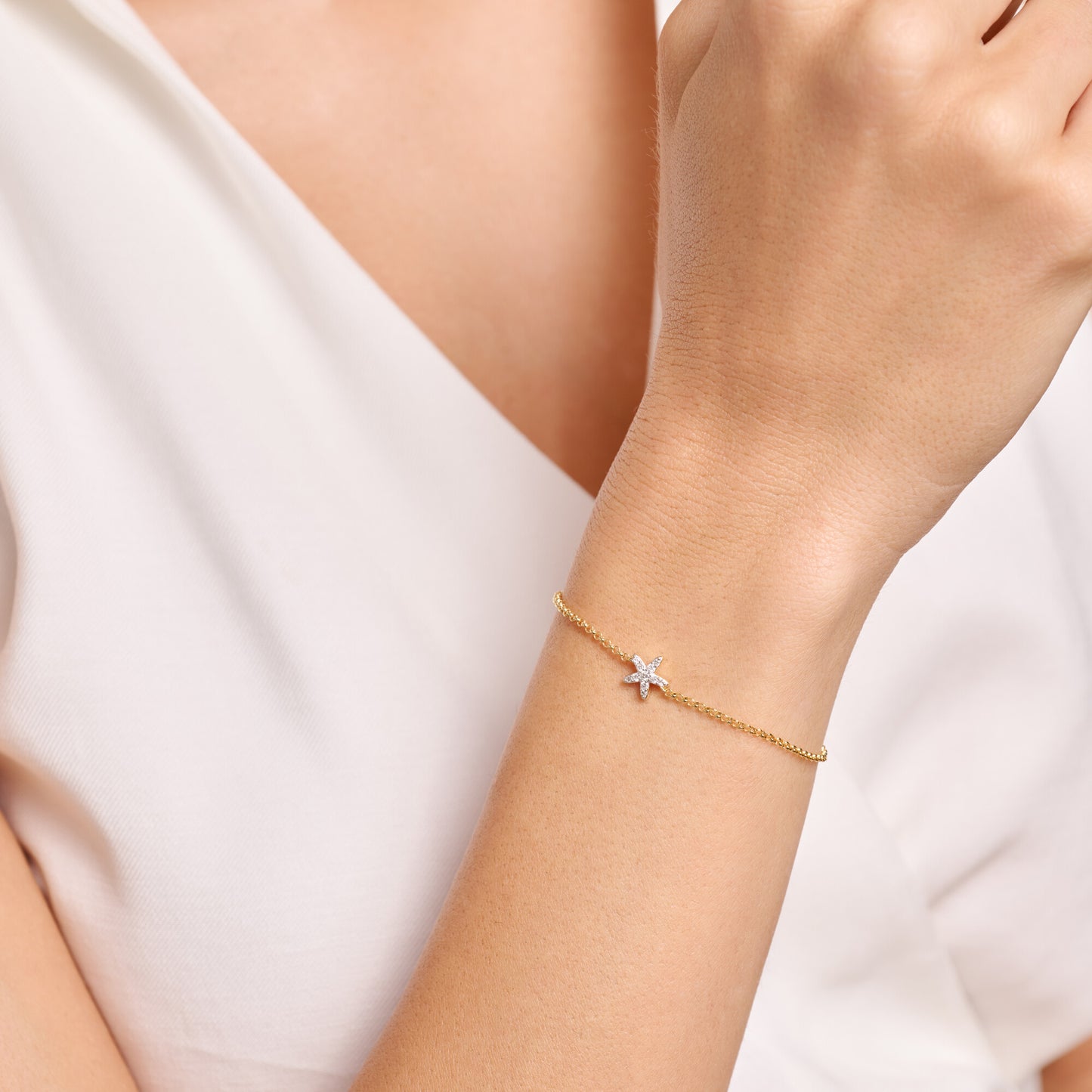 Starfish Bolo Bracelet in 14k Yellow Gold Plated Sterling Silver