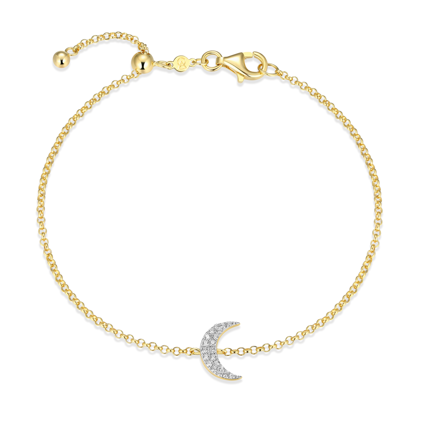 Crescent Bolo Bracelet in 14k Yellow Gold Plated Sterling Silver