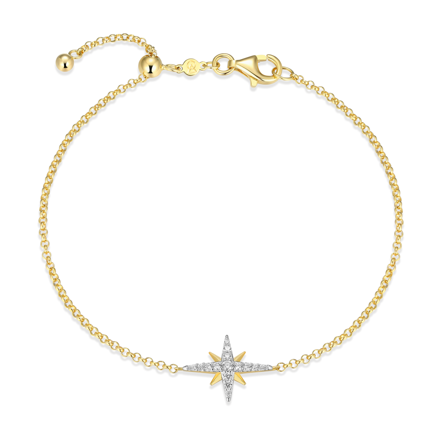 Cardinal Points Bolo Bracelet in 14k Yellow Gold Plated Sterling Silver