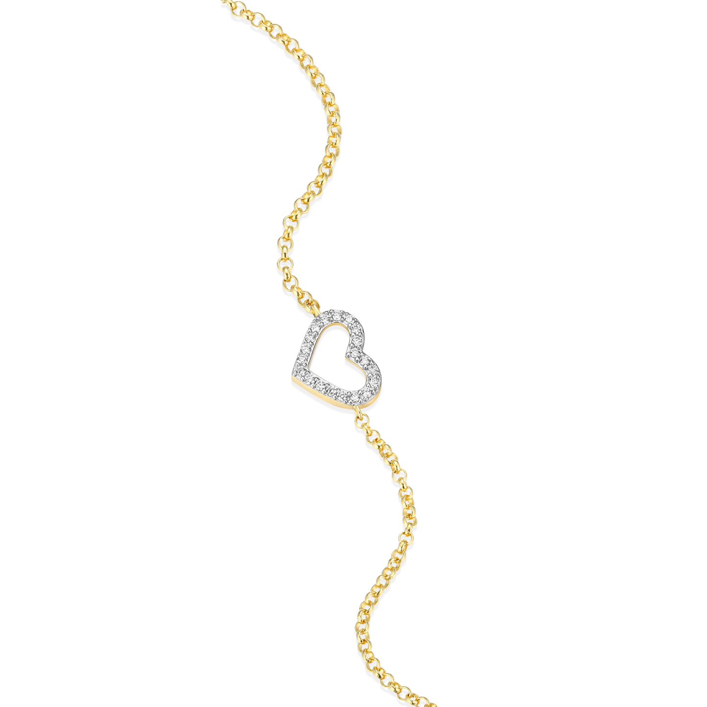 Open Heart Bolo Bracelet in 14k Yellow Gold Plated Sterling Silver