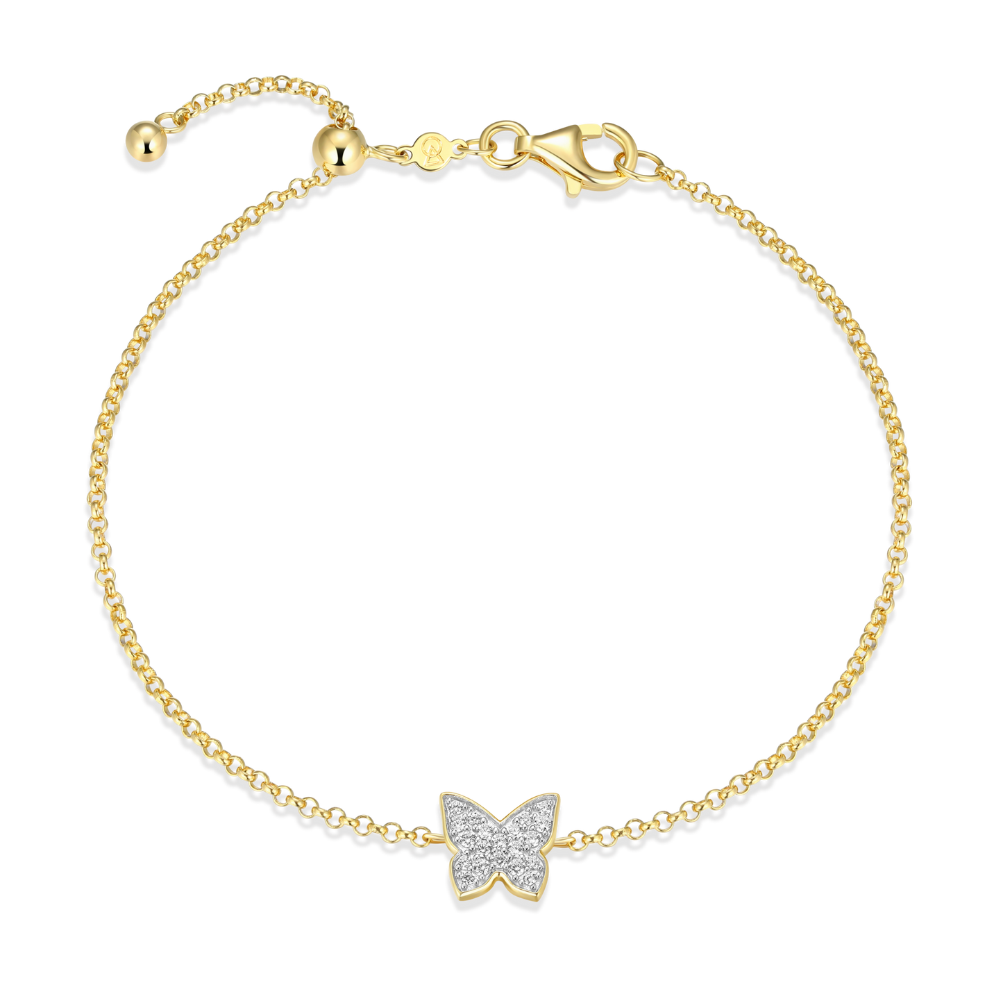 Butterfly Bolo Bracelet in 14k Yellow Gold Plated Sterling Silver