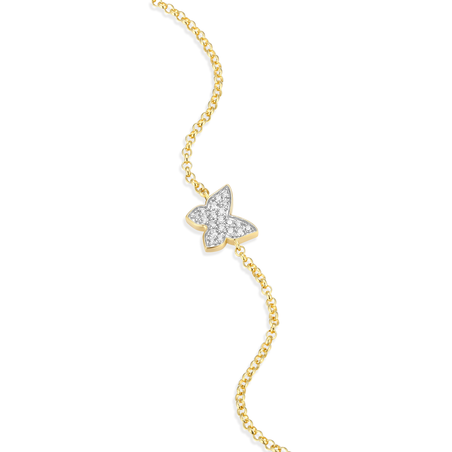 Butterfly Bolo Bracelet in 14k Yellow Gold Plated Sterling Silver