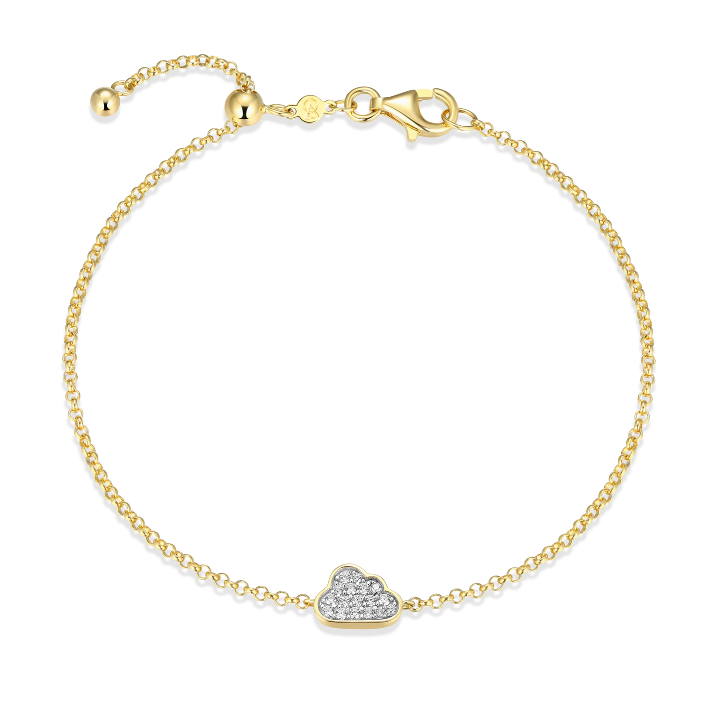 Silver Lining Cloud Bolo Bracelet in 14k Yellow Gold Plated Sterling Silver