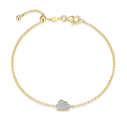 Silver Lining Cloud Bolo Bracelet in 14k Yellow Gold Plated Sterling Silver | M by Monte Luna