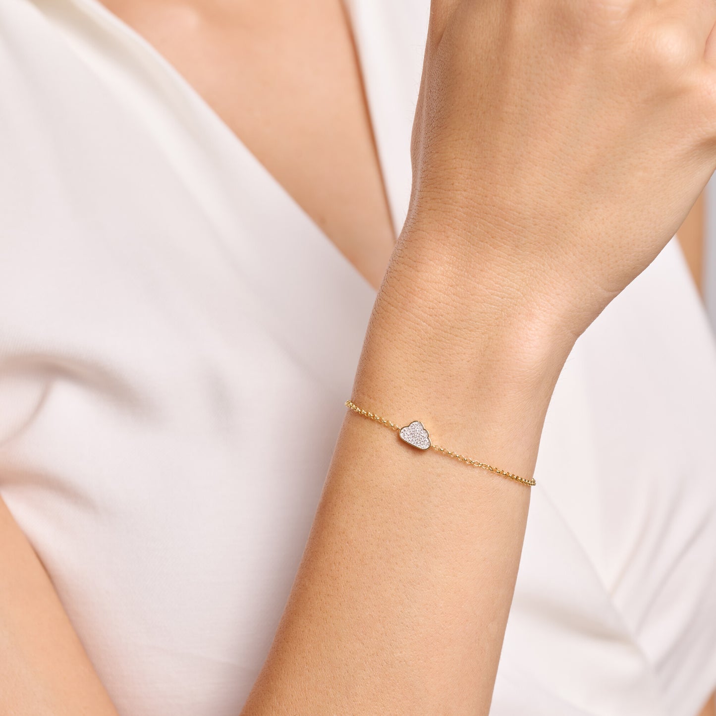 Silver Lining Cloud Bolo Bracelet in 14k Yellow Gold Plated Sterling Silver