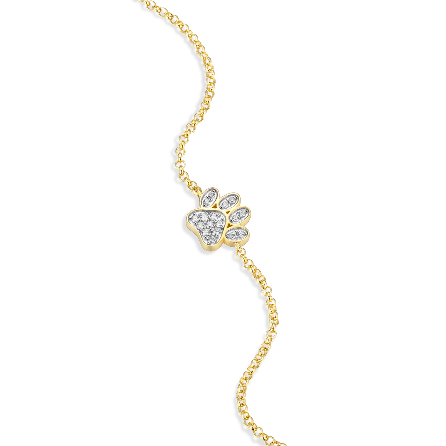 Paw Print Bolo Bracelet in 14k Yellow Gold Plated Sterling Silver