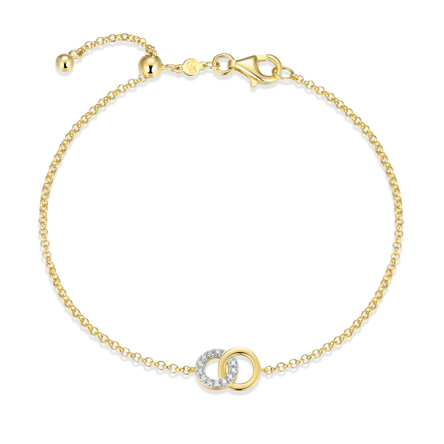 Twin Circle Bolo Bracelet in 14k Yellow Gold Plated Sterling Silver