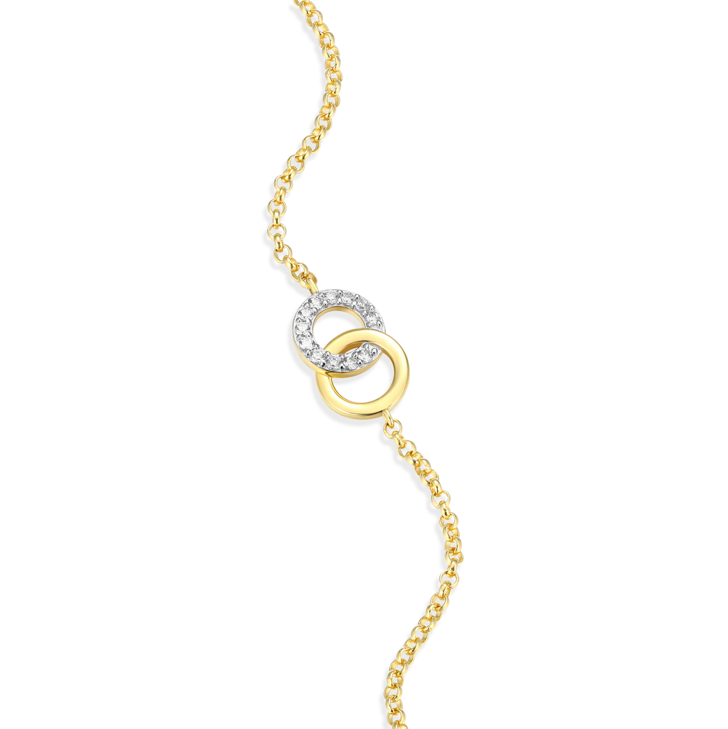 Twin Circle Bolo Bracelet in 14k Yellow Gold Plated Sterling Silver