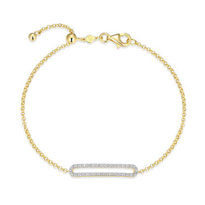 Paperclip Charm Bolo Bracelet in 14k Yellow Gold Plated Sterling Silver | M by Monte Luna