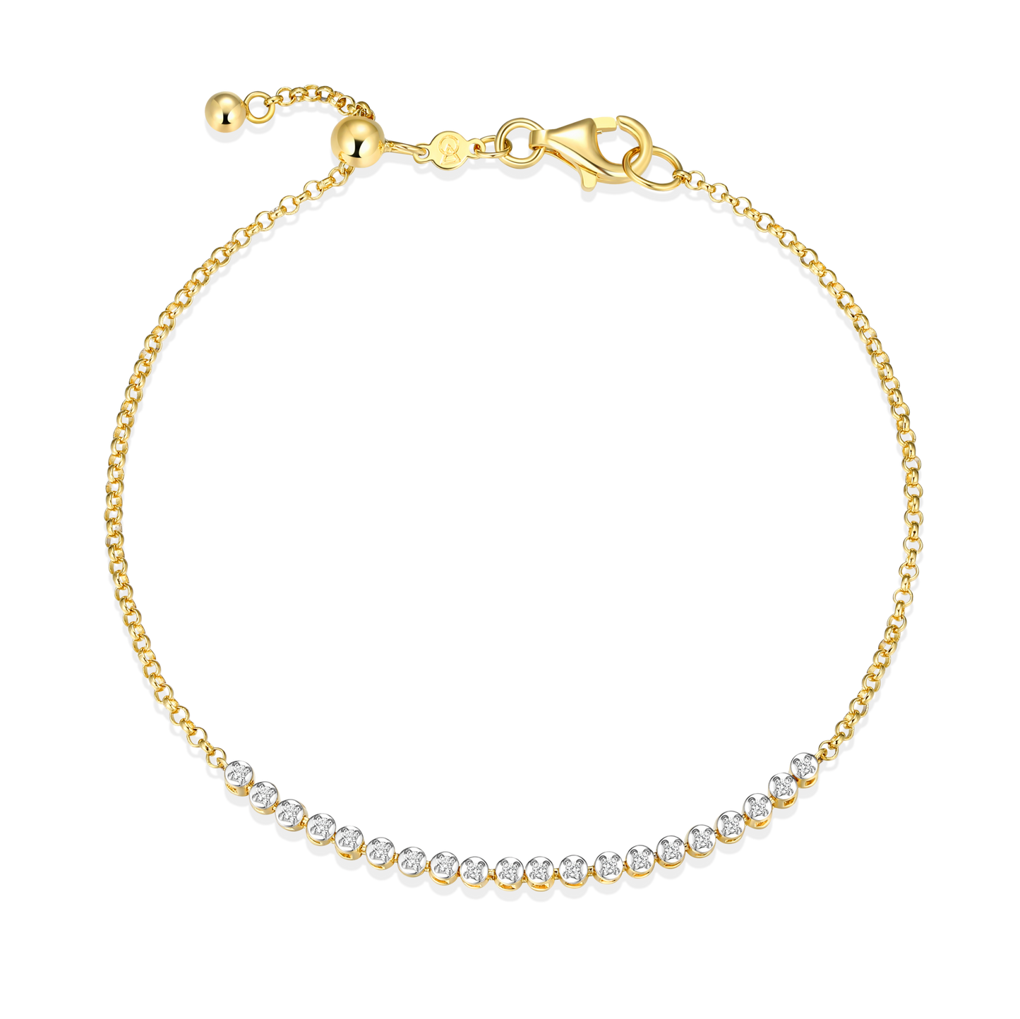 Pave Bar Bolo Bracelet in 14k Yellow Gold Plated Sterling Silver