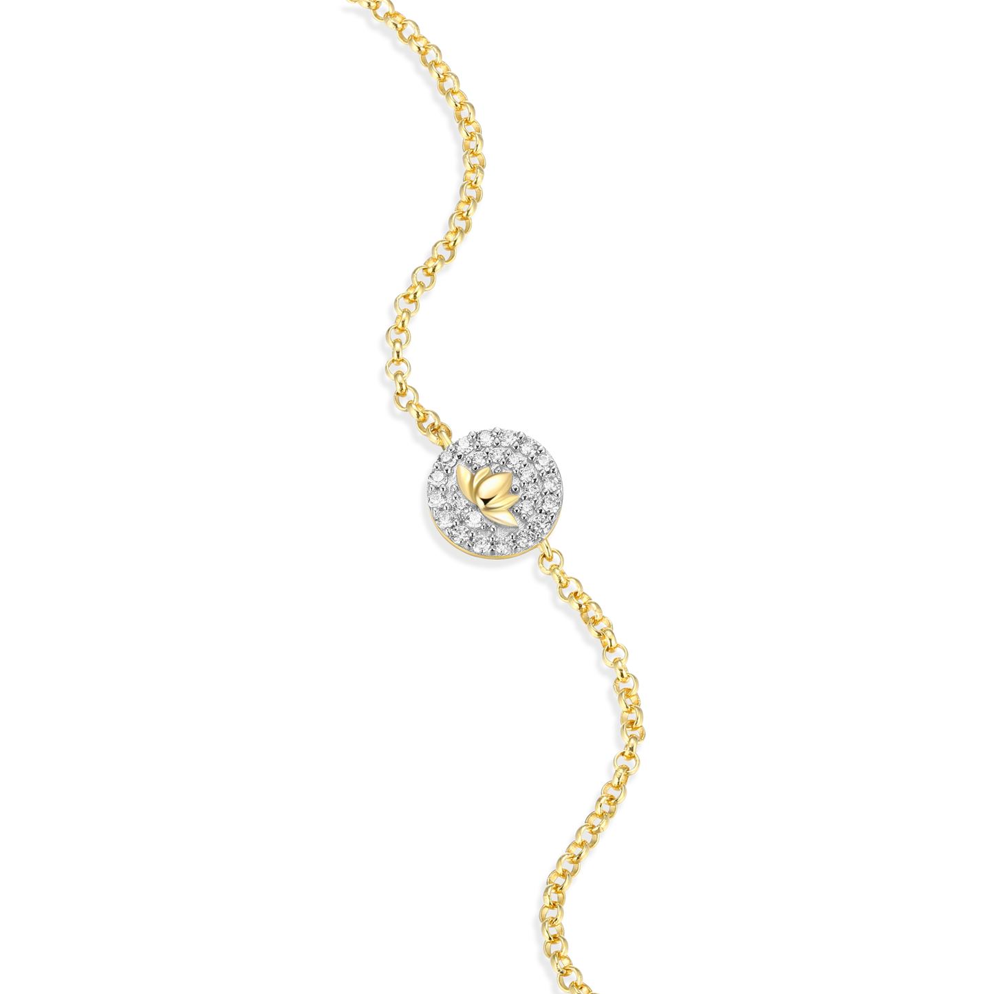 Lotus Tag Bolo Bracelet in 14k Yellow Gold Plated Sterling Silver