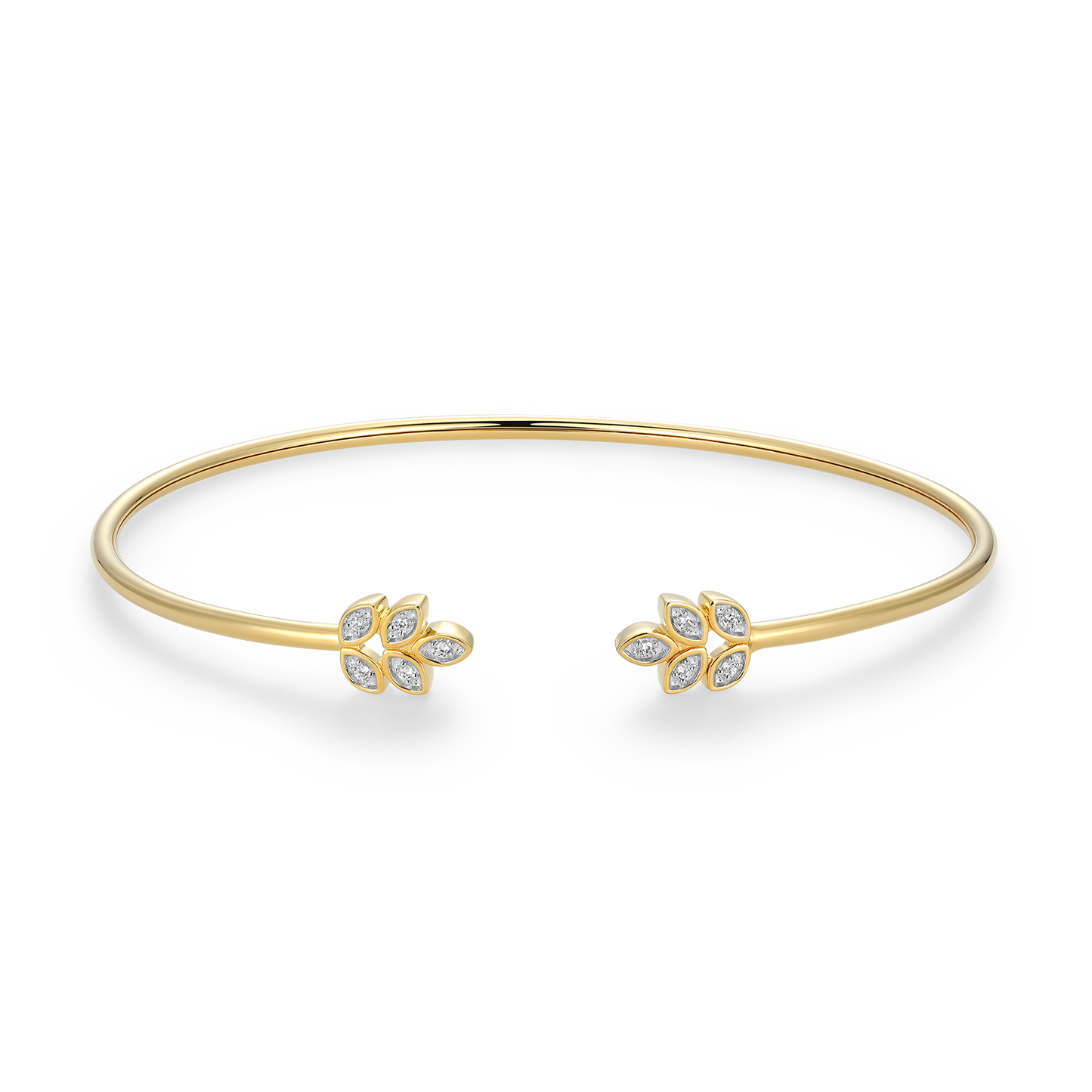 Marquis Flower Lab-Created Diamond Flex Cuff Bracelet in 14k Gold and Rhodium-Plated Sterling Silver