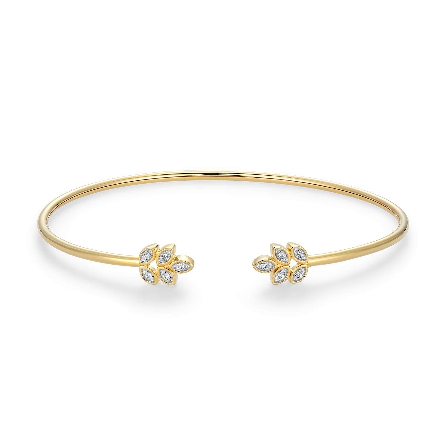 Marquis Flower Lab-Created Diamond Flex Cuff Bracelet in 14k Gold and Rhodium-Plated Sterling Silver