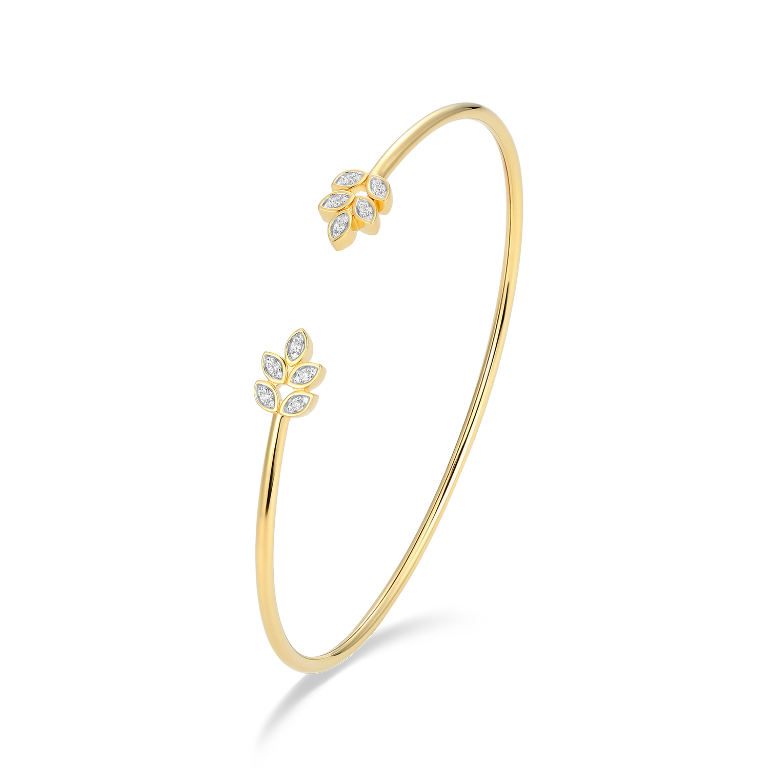 Marquis Flower Lab-Created Diamond Flex Cuff Bracelet in 14k Gold and Rhodium-Plated Sterling Silver