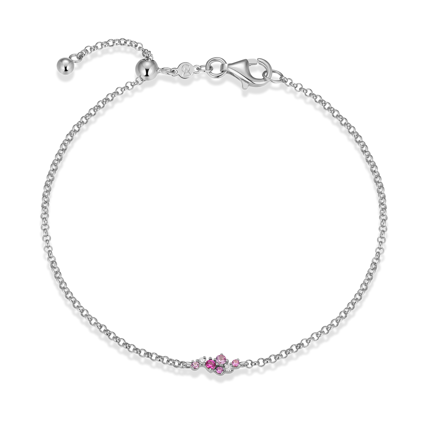 Scattered Ombre Lab-Created Ruby & Diamond Bolo Bracelet in Rhodium-Plated Sterling Silver