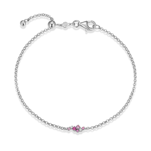 Scattered Ombre Lab-Created Ruby & Diamond Bolo Bracelet in Rhodium-Plated Sterling Silver