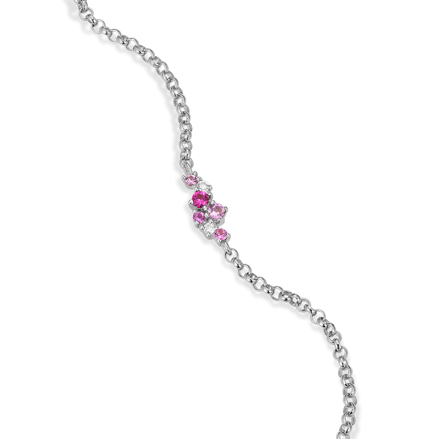 Scattered Ombre Lab-Created Ruby & Diamond Bolo Bracelet in Rhodium-Plated Sterling Silver