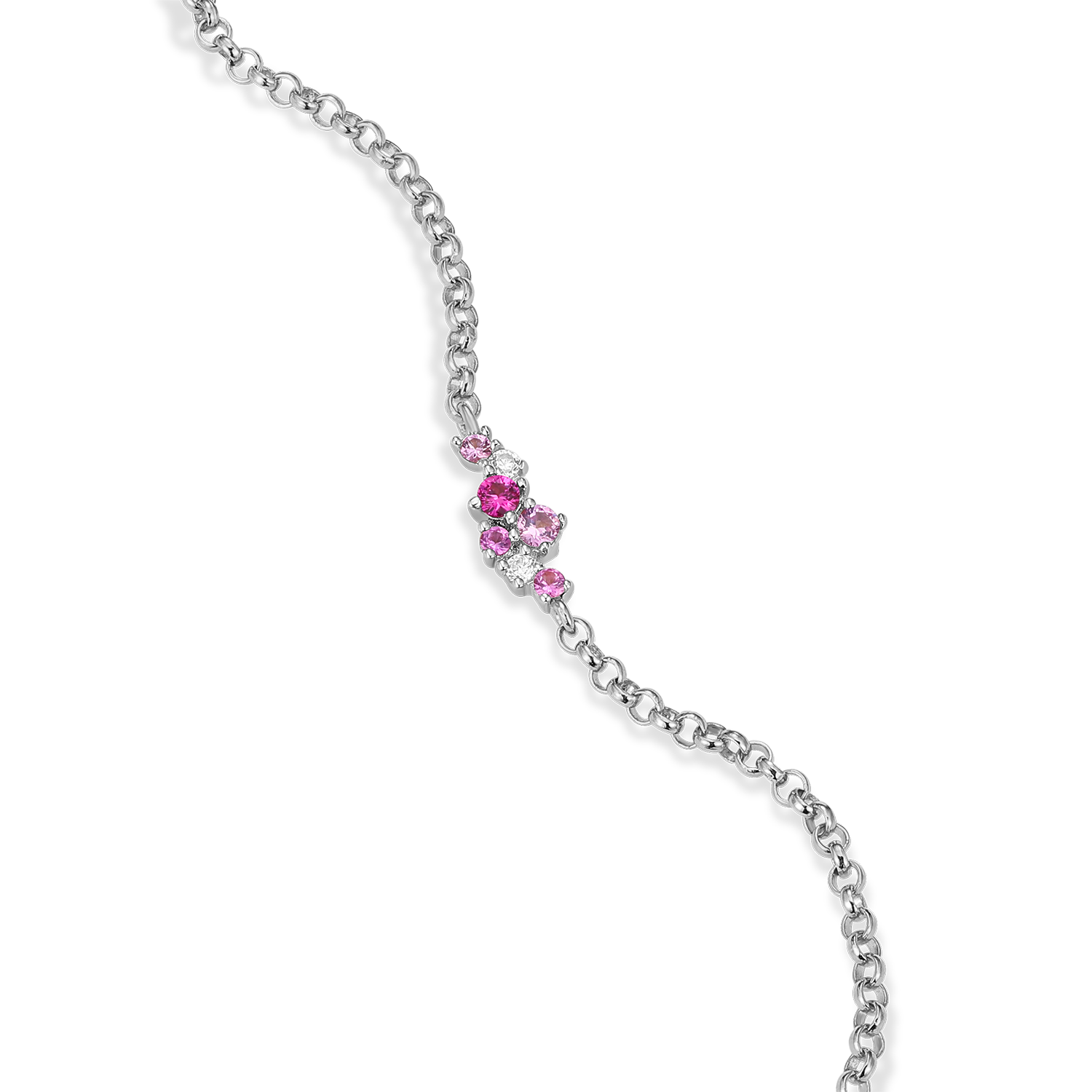 Scattered Ombre Lab-Created Ruby & Diamond Bolo Bracelet in Rhodium-Plated Sterling Silver