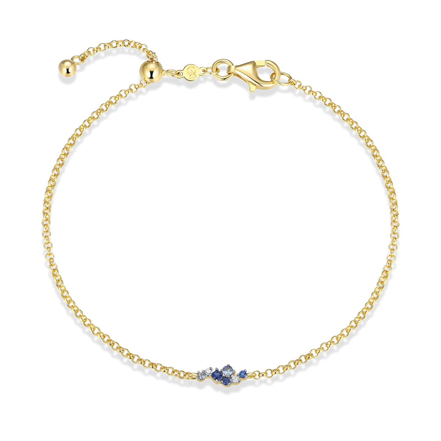 Scattered Ombre Lab-Created Sapphire & Diamond Bolo Bracelet in 14k Gold and Rhodium-Plated Sterling Silver