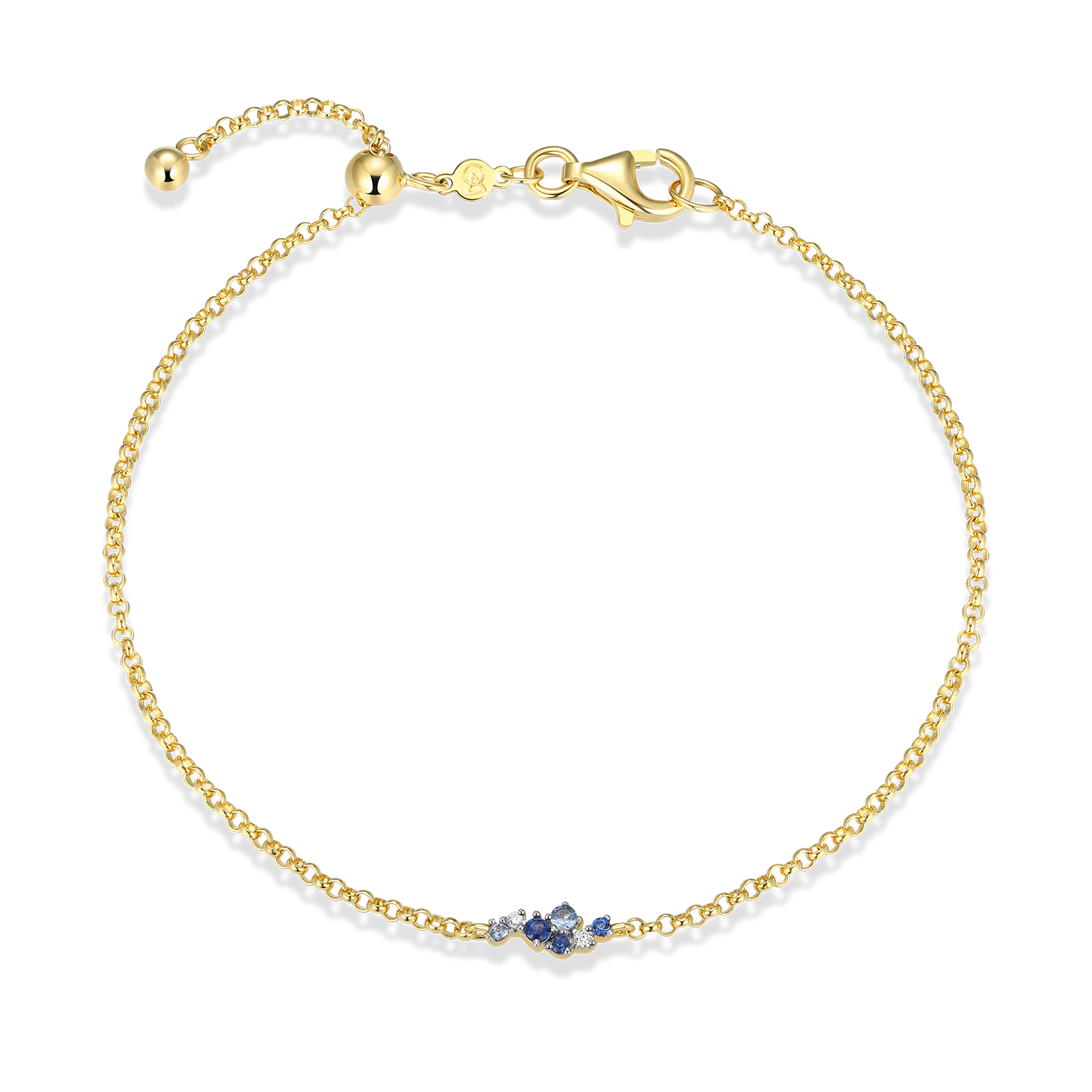 Scattered Ombre Lab-Created Sapphire & Diamond Bolo Bracelet in 14k Gold and Rhodium-Plated Sterling Silver