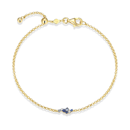 Scattered Ombre Lab-Created Sapphire & Diamond Bolo Bracelet in 14k Gold and Rhodium-Plated Sterling Silver