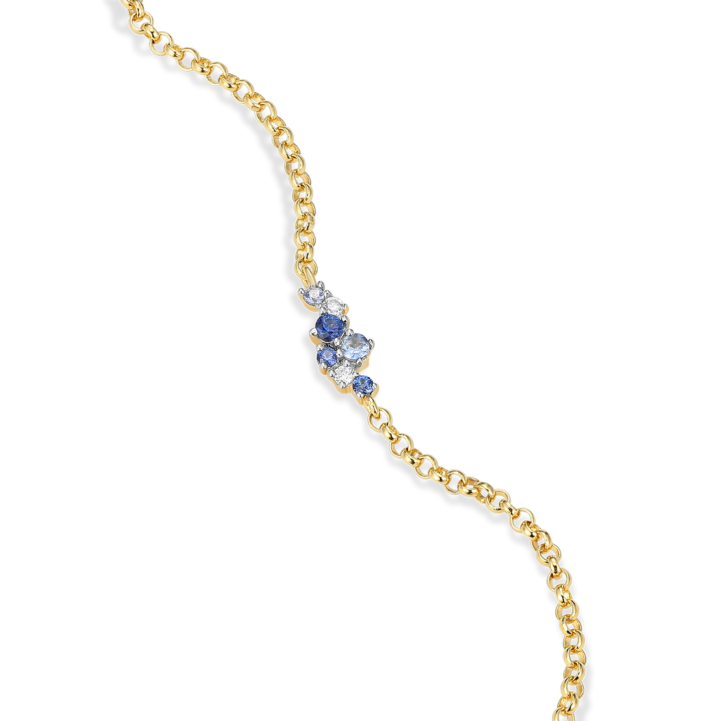 Scattered Ombre Lab-Created Sapphire & Diamond Bolo Bracelet in 14k Gold and Rhodium-Plated Sterling Silver