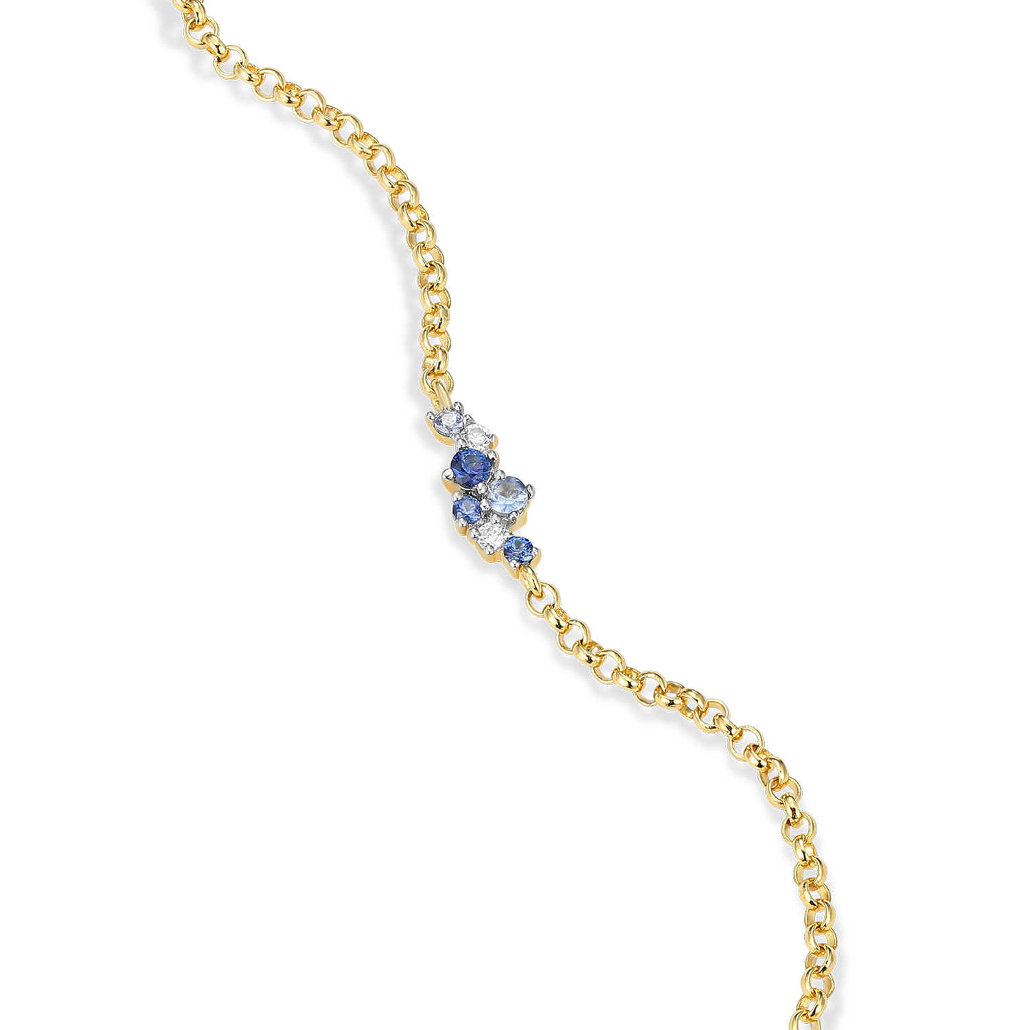 Scattered Ombre Lab-Created Sapphire & Diamond Bolo Bracelet in 14k Gold and Rhodium-Plated Sterling Silver