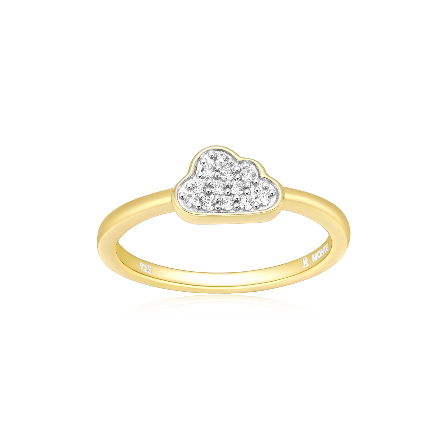 Silver Lining Cloud Ring in 14k Yellow Gold Plated Sterling Silver