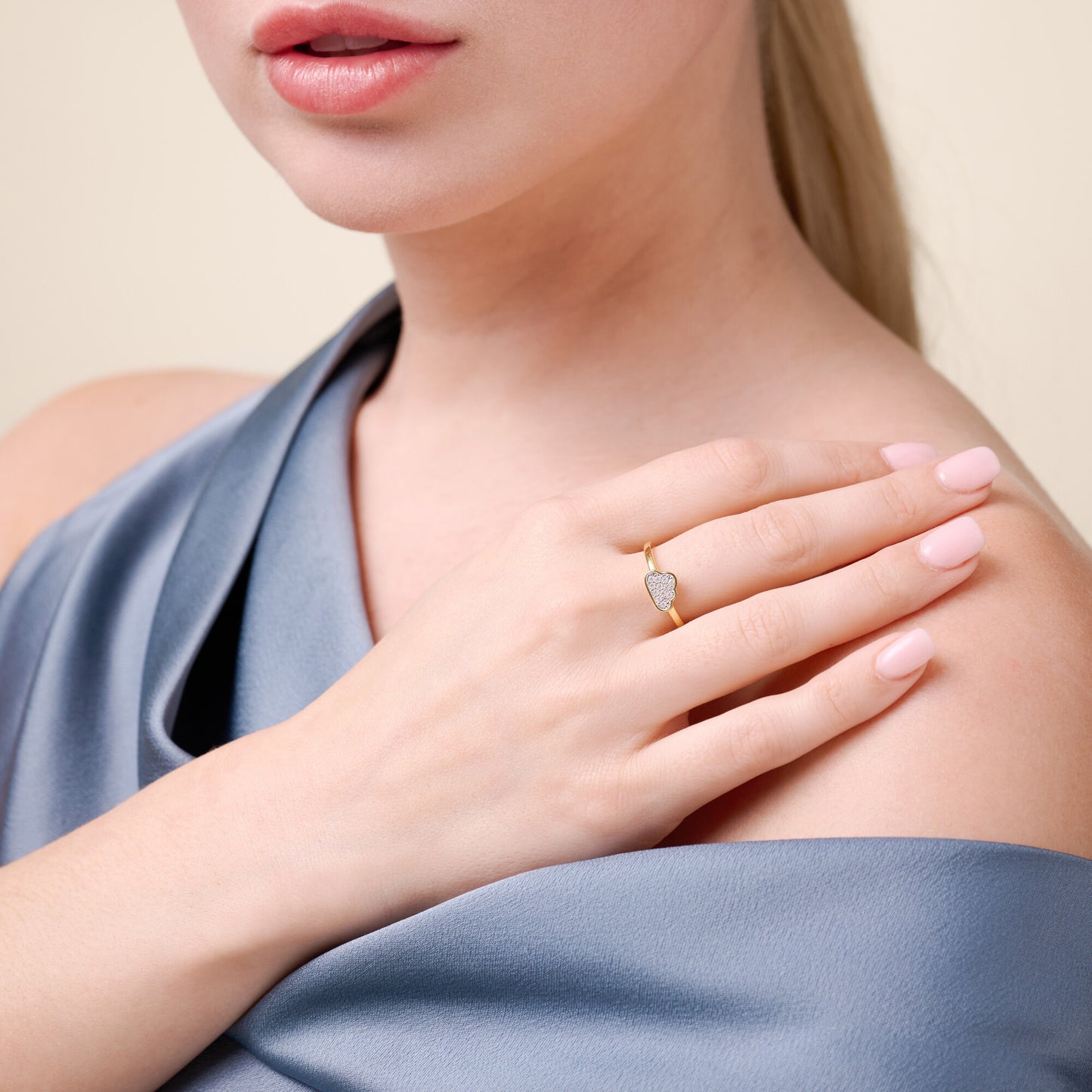 Silver Lining Cloud Ring in 14k Yellow Gold Plated Sterling Silver