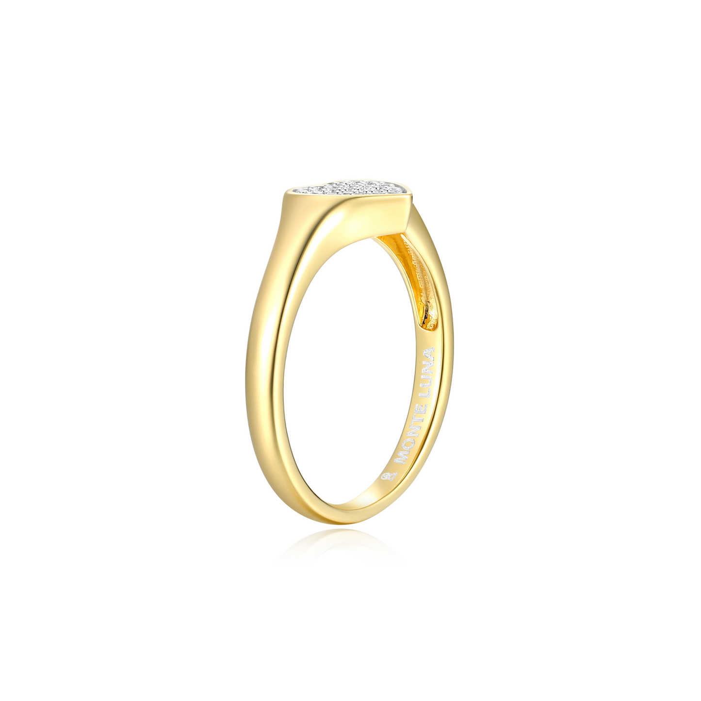 Heart Shaped Signet Ring in 14k Yellow Gold Plated Sterling Silver