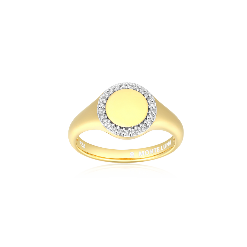 Oval Signet Ring in 14k Yellow Gold Plated Sterling Silver