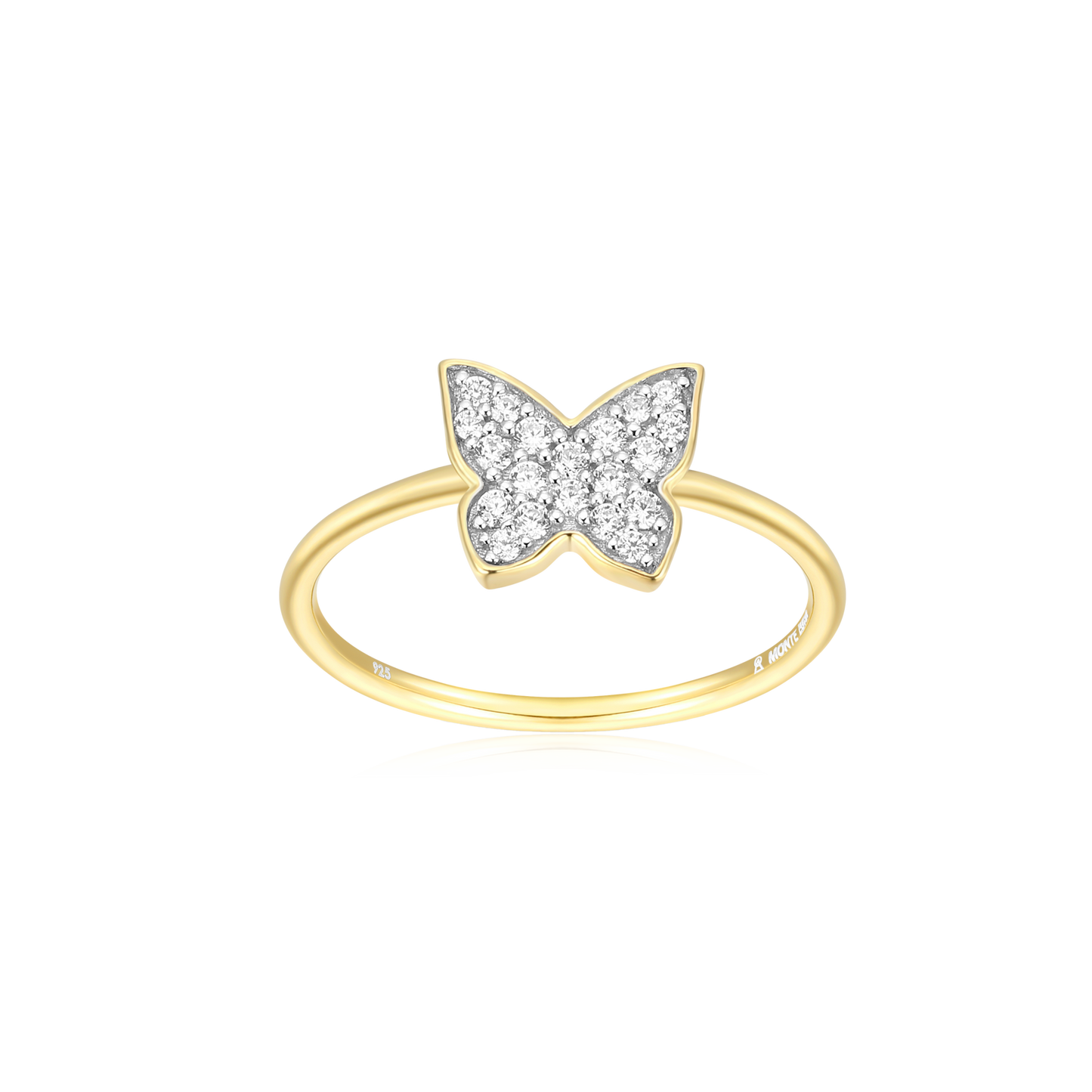 Butterfly Statement Ring in 14k Yellow Gold Plated Sterling Silver