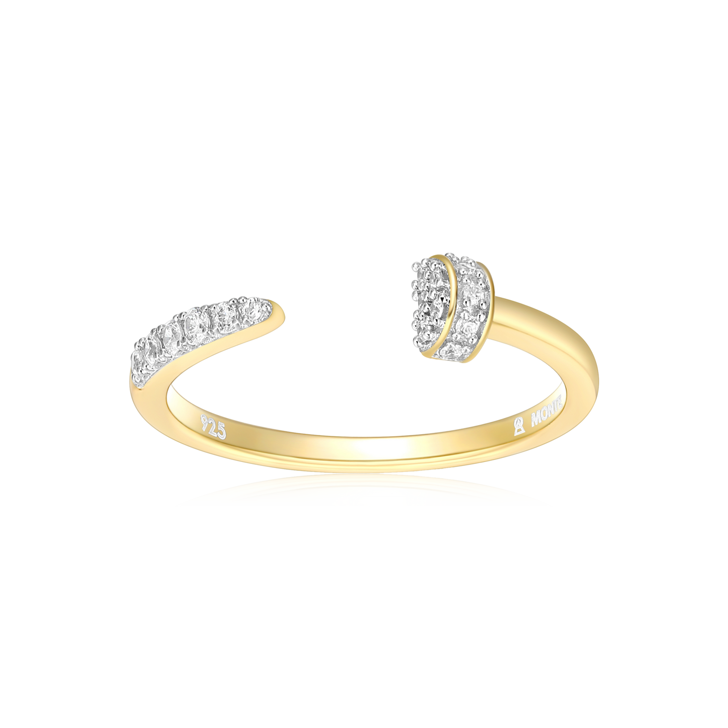 Nail Bypass Ring in 14k Yellow Gold Plated Sterling Silver