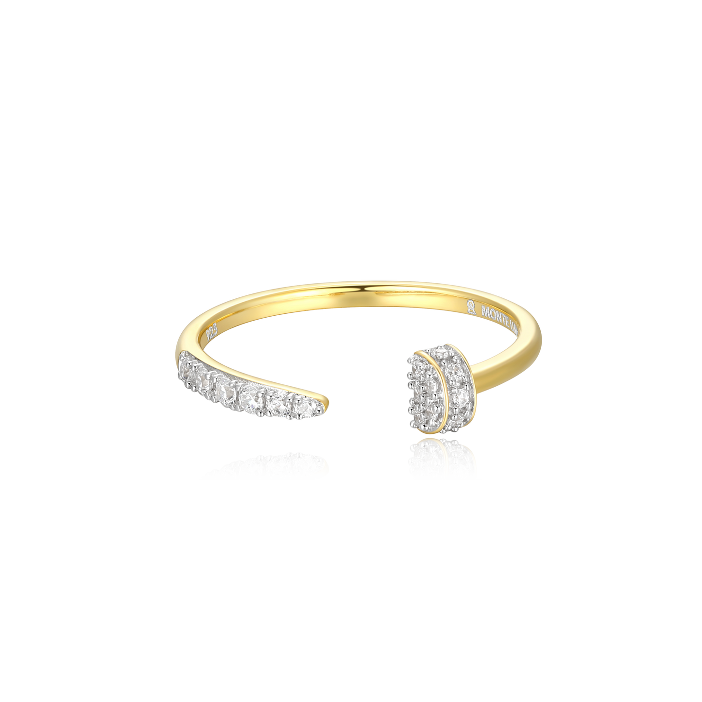 Nail Bypass Ring in 14k Yellow Gold Plated Sterling Silver