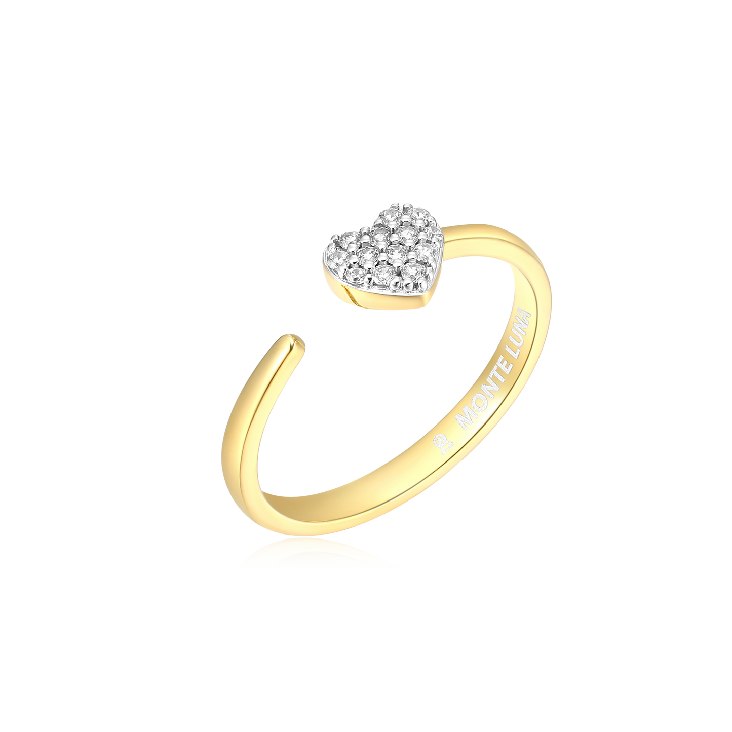 Mini-Heart Bypass Ring in 14k Yellow Gold Plated Sterling Silver