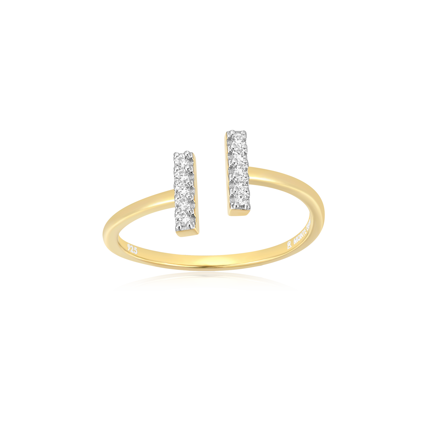 Parallel Bars Open Ring in 14k Yellow Gold Plated Sterling Silver