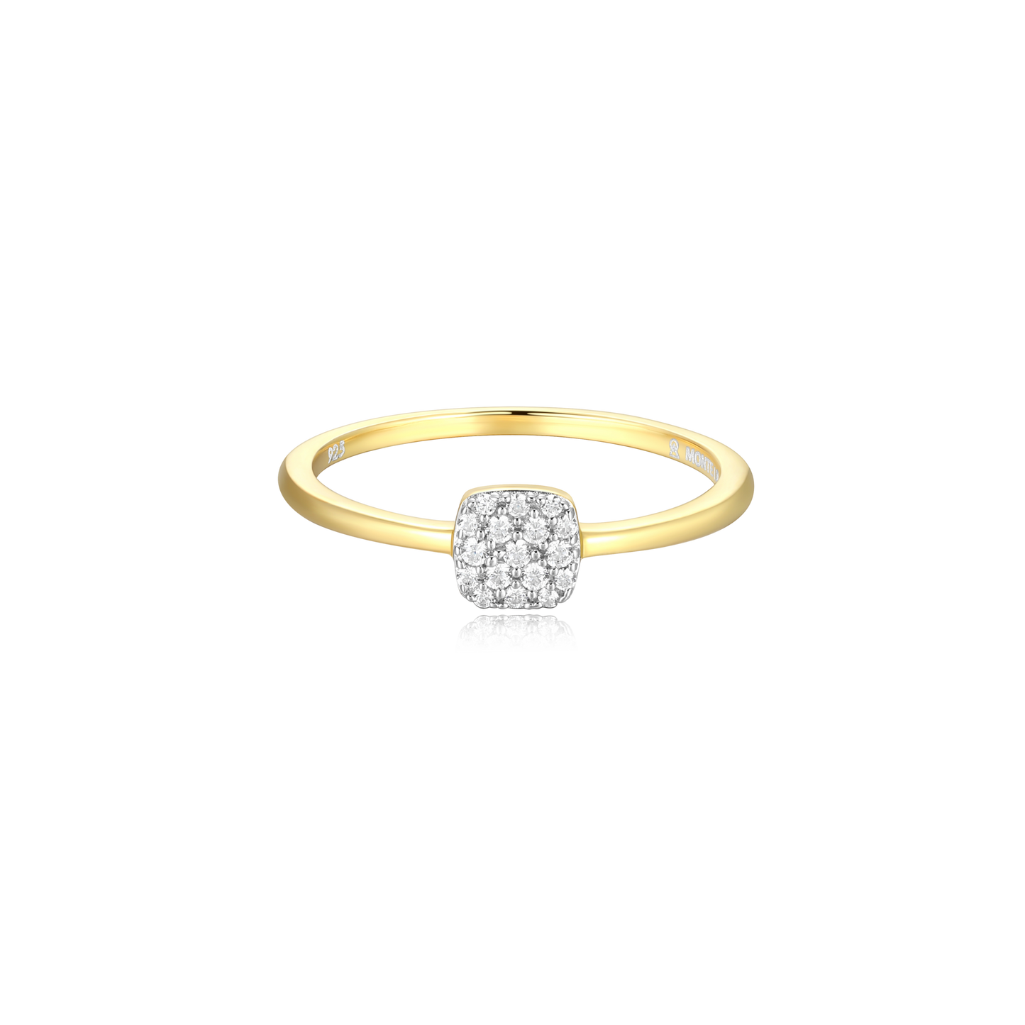 Cushion Stackable Ring in 14k Yellow Gold Plated Sterling Silver