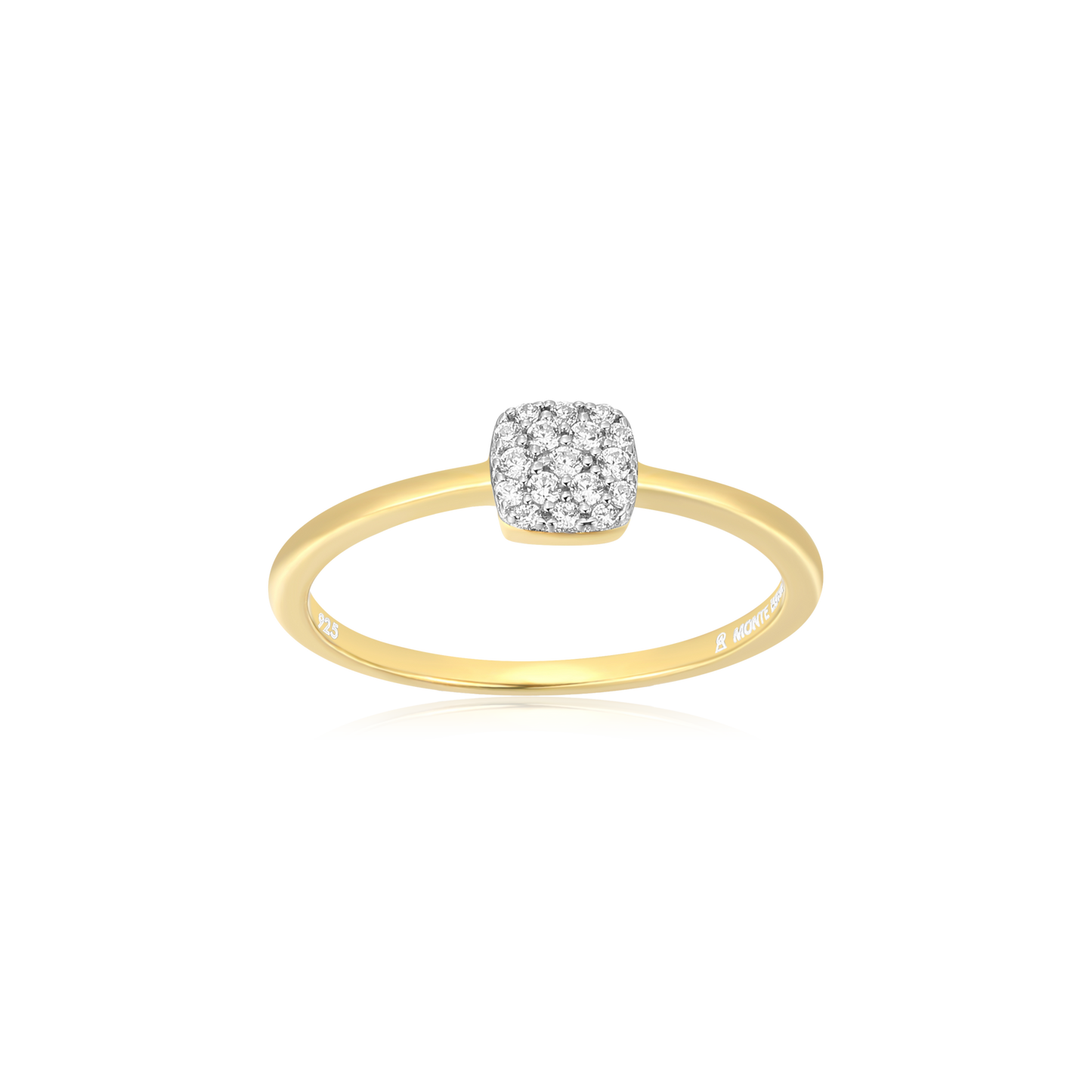 Cushion Stackable Ring in 14k Yellow Gold Plated Sterling Silver