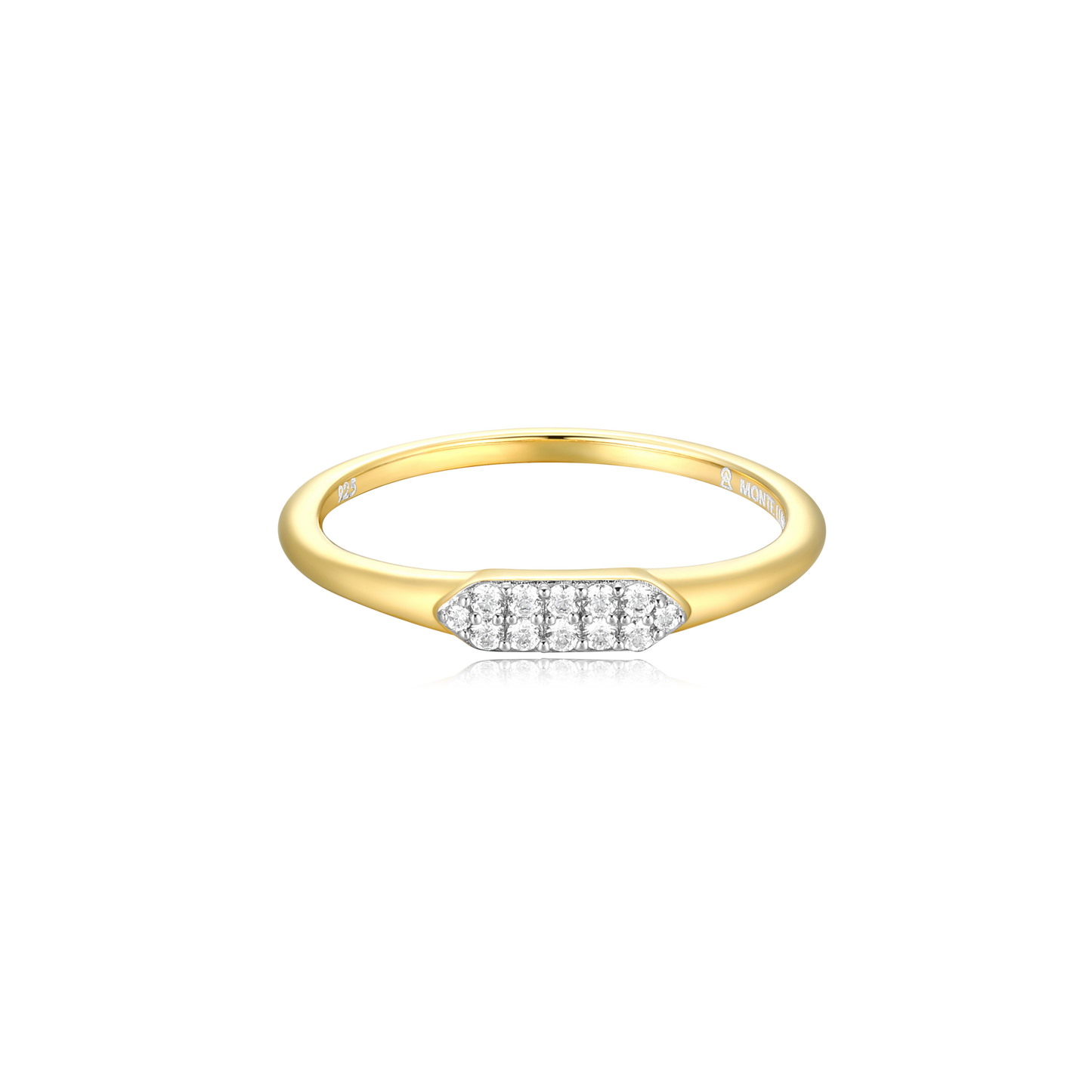 Long Hex Stackable Ring in 14k Yellow Gold Plated Sterling Silver