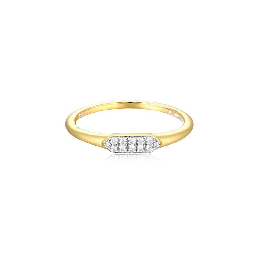 Long Hex Stackable Ring in 14k Yellow Gold Plated Sterling Silver