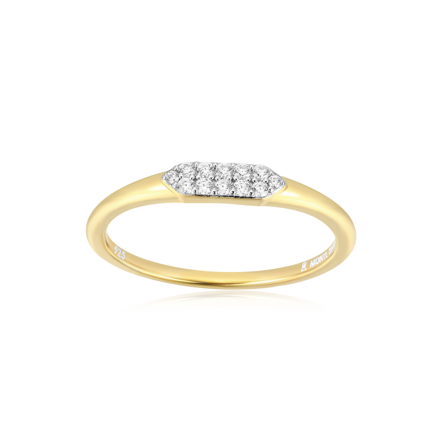 Long Hex Stackable Ring in 14k Yellow Gold Plated Sterling Silver